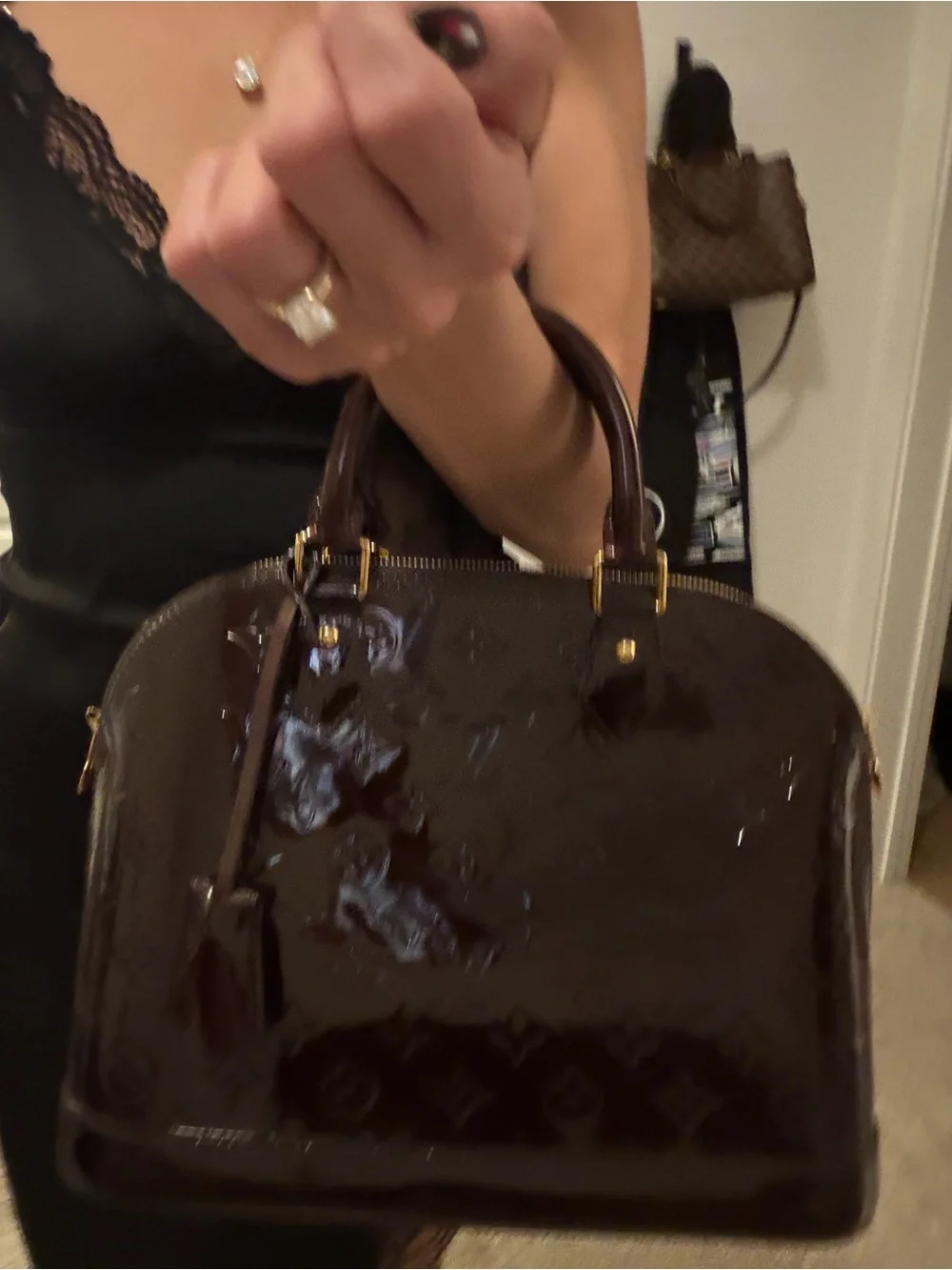 Louis Vuitton Red Vernis Alma Handbag